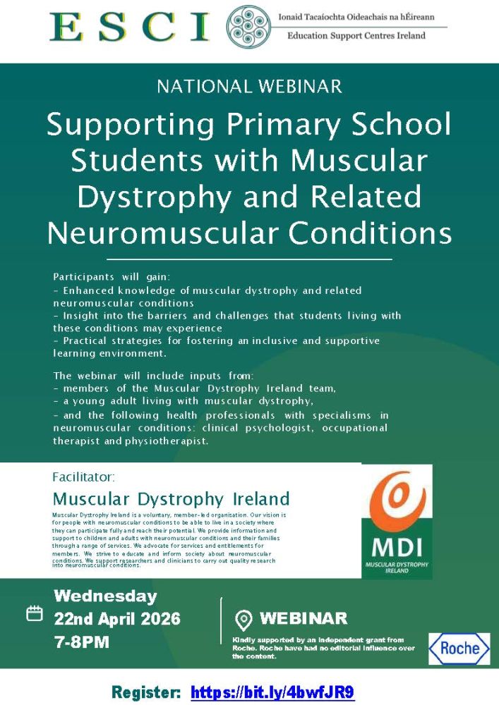 2026 esci muscular dystrophy ireland webinar primary 22nd april